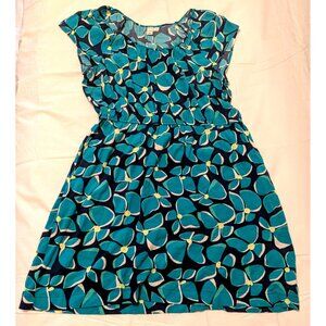Old Navy Womens Floral Dress XL Blue Short Sleeve Lightweight Cotton Blend